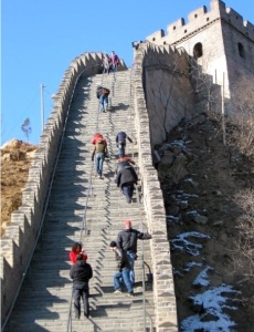 climbing up the wall of china
